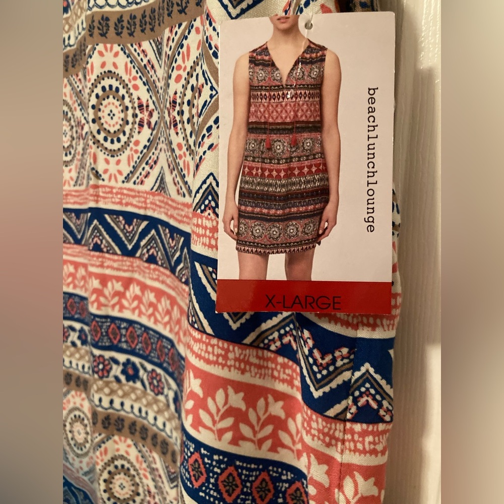 Sleeveless Boho Beach Dress New Stripe & Geometric Print Dress - Picture 4 of 16